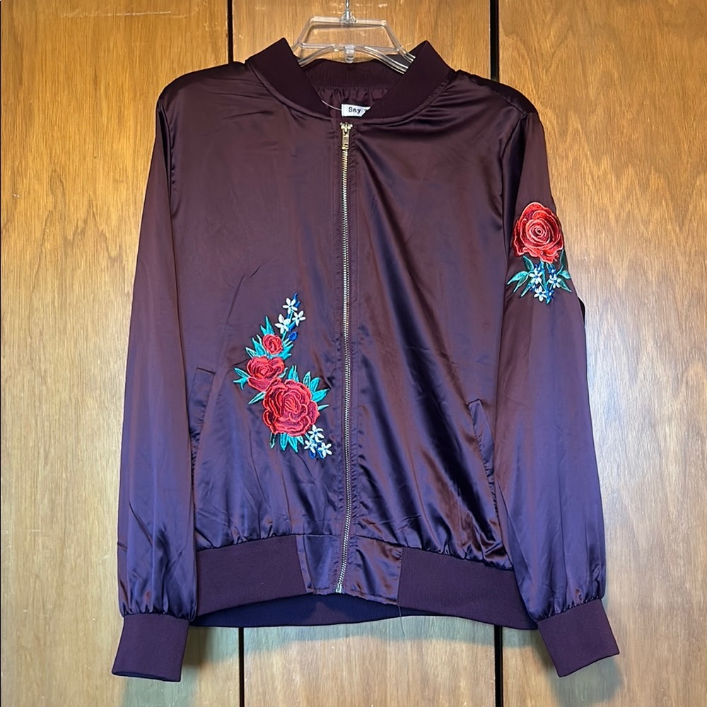 Embroidered Floral Women's Bomber Jacket